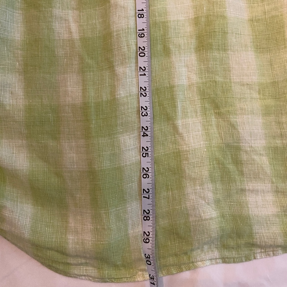 Tommy Bahama Lime Green Plaid 100% Linen Long Sleeve Button Up Shirt SZ L - Picture 6 of 6